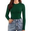 image:imageMANGOPOP Crew Neck Bodysuits for Women Long Sleeve Body Suit Going Out T Shirts Tops04long Sleeve Dark Green Fleece Lined