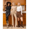image:imageMANGOPOP Crew Neck Bodysuits for Women Long Sleeve Body Suit Going Out T Shirts Tops04long Sleeve Mocha Fleece Lined