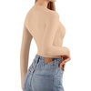 image:imageMANGOPOP Crew Neck Bodysuits for Women Long Sleeve Body Suit Going Out T Shirts Tops04long Sleeve Mocha Fleece Lined