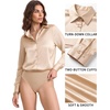 image:imageMANGOPOP Womens Button Down Long Sleeve Bodysuit Collared TopApricot