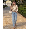 image:imageMANGOPOP Womens Button Down Long Sleeve Bodysuit Collared TopApricot