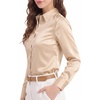 image:imageMANGOPOP Womens Button Down Long Sleeve Bodysuit Collared TopApricot