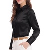image:imageMANGOPOP Womens Button Down Long Sleeve Bodysuit Collared TopBlack
