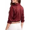 image:imageMANGOPOP Womens Button Down Long Sleeve Bodysuit Collared TopBurgundy