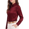 image:imageMANGOPOP Womens Button Down Long Sleeve Bodysuit Collared TopBurgundy