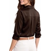 image:imageMANGOPOP Womens Button Down Long Sleeve Bodysuit Collared TopCoffee