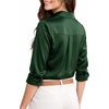 image:imageMANGOPOP Womens Button Down Long Sleeve Bodysuit Collared TopGreen