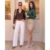 image:imageMANGOPOP Womens Button Down Long Sleeve Bodysuit Collared TopGreen