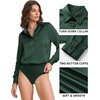 image:imageMANGOPOP Womens Button Down Long Sleeve Bodysuit Collared TopGreen