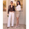 image:imageMANGOPOP Womens Button Down Long Sleeve Bodysuit Collared TopWhite