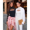 image:imageMANGOPOP Womens Lace Cut Out Mock Neck Long Sleeve Thong Bodysuit Fall Top01 Black