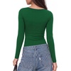 image:imageMANGOPOP Womens Long Sleeve Bodysuit Asymmetrical Neck Going Out Fall TopsGreen