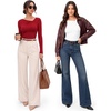 image:imageMANGOPOP Womens Long Sleeve Bodysuit Asymmetrical Neck Going Out Fall TopsRed