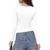 image:imageMANGOPOP Womens Long Sleeve Bodysuit Asymmetrical Neck Going Out Fall TopsWhite