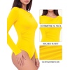 image:imageMANGOPOP Womens Long Sleeve Bodysuit Asymmetrical Neck Going Out Fall TopsYellow