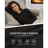 image:imageMANGOPOP Womens Long Sleeve Bodysuit Crew Neck Sweater Slim Fitted Body Suit Thermal Fleece Ribbed Knit Fall TopsBlack