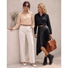 image:imageMANGOPOP Womens Long Sleeve Button Down Bodysuit Collared BlouseApricot
