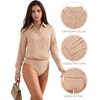 image:imageMANGOPOP Womens Long Sleeve Button Down Bodysuit Collared BlouseApricot