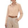 image:imageMANGOPOP Womens Long Sleeve Button Down Bodysuit Collared BlouseApricot