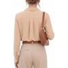 image:imageMANGOPOP Womens Long Sleeve Button Down Bodysuit Collared BlouseApricot