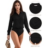 image:imageMANGOPOP Womens Long Sleeve Button Down Bodysuit Collared BlouseBlack