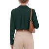 image:imageMANGOPOP Womens Long Sleeve Button Down Bodysuit Collared BlouseDark Green
