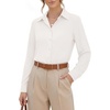 image:imageMANGOPOP Womens Long Sleeve Button Down Bodysuit Collared BlouseWhite