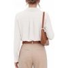 image:imageMANGOPOP Womens Long Sleeve Button Down Bodysuit Collared BlouseWhite