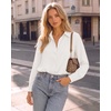 image:imageMANGOPOP Womens Long Sleeve Button Down Bodysuit Collared BlouseWhite
