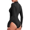 image:imageMANGOPOP Womens Mock Neck Long Sleeve Ruched Bodysuit Casual Fall Top 202601 Black