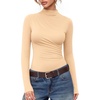 image:imageMANGOPOP Womens Mock Neck Long Sleeve Ruched Bodysuit Casual Fall Top 2026Nude
