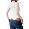 image:imageMANGOPOP Womens Mock Turtle Neck Bodysuit Mesh Sheer Long Short Sleeve Top02long Sleeve White