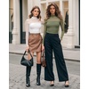 image:imageMANGOPOP Womens Mock Turtle Neck Bodysuit Mesh Sheer Long Short Sleeve Top04long Sleeve Army Green