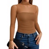 image:imageMANGOPOP Womens Mock Turtle Neck Bodysuit Mesh Sheer Long Short Sleeve Top04long Sleeve Coffee