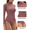 image:imageMANGOPOP Womens Mock Turtle Neck Bodysuit Mesh Sheer Long Short Sleeve Top04long Sleeve Marsala