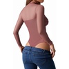 image:imageMANGOPOP Womens Mock Turtle Neck Bodysuit Mesh Sheer Long Short Sleeve Top04long Sleeve Marsala