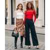 image:imageMANGOPOP Womens Mock Turtle Neck Bodysuit Mesh Sheer Long Short Sleeve Top04long Sleeve Red