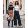 image:imageMANGOPOP Womens Mock Turtle Neck Bodysuit Mesh Sheer Long Short Sleeve TopLace Long Sleeve Black