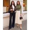 image:imageMANGOPOP Womens Ruched Mock Neck Mesh Long Sleeve Sheer Thong BodysuitsArmy Green
