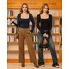 image:imageMANGOPOP Womens Sexy Square Neck Bodysuit Long Sleeve Body Suit Ribbed Going Out TopsDeep Blue