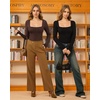 image:imageMANGOPOP Womens Sexy Square Neck Bodysuit Long Sleeve Body Suit Ribbed Going Out TopsWhite