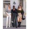 image:imageMANGOPOP Womens Square Neck Bodysuit Shirt Long Sleeve Short Sleeve Tops04 Army Green Long Sleeve