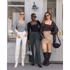 image:imageMANGOPOP Womens Square Neck Bodysuit Shirt Long Sleeve Short Sleeve Tops04 Deep Green Long Sleeve
