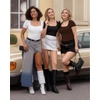 image:imageMANGOPOP Womens Square Neck Bodysuit Shirt Long Sleeve Short Sleeve Tops05 Coffee Short Sleeve