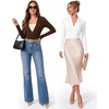 image:imageMANGOPOP Womens Wrap V Neck Ruched Long Sleeve Bodysuit TopCoffee