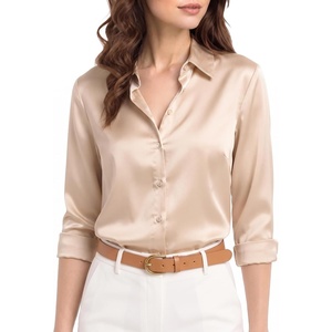 image:imageMANGOPOP Womens Button Down Long Sleeve Bodysuit Collared TopApricot