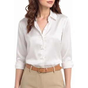 image:imageMANGOPOP Womens Button Down Long Sleeve Bodysuit Collared TopWhite