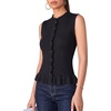 image:imageMANGOPOP Womens Vest Tops for Women Ruffle Button Down Sleeveless SweaterBlack