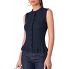 image:imageMANGOPOP Womens Vest Tops for Women Ruffle Button Down Sleeveless SweaterBlue