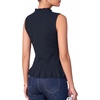 image:imageMANGOPOP Womens Vest Tops for Women Ruffle Button Down Sleeveless SweaterBlue